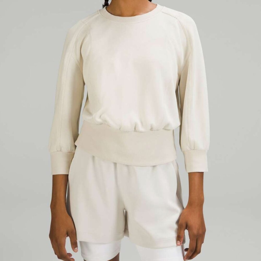 Lululemon Softstreme Ribbed-Hem Pullover Natural Ivory size 10